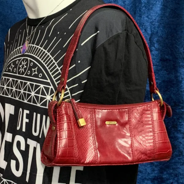 Fiorelli Vintage Red Baguette Shoulder Bag – Vegan Leather, Unique & Sustainable