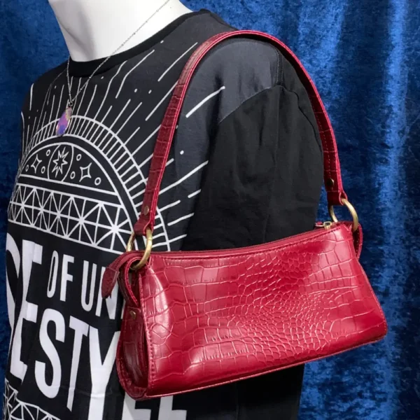 Fiorelli Vintage Red Baguette Shoulder Bag – Vegan Leather, Unique & Sustainable - Image 3